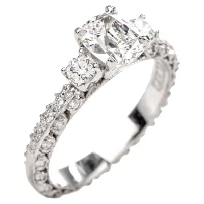 Pre-owned Tacori Gia Cushion 1.28 Carats Diamond Platinum Engagement Ring In Multi