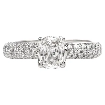 Pre-owned Tacori Gia Cushion Pave 1.26 Carats Diamond Platinum Engagement Ring In Multi