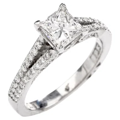 Pre-owned Tacori Gia Princess 1.32 Diamond Platinum Split Shank Engagement Ring In Multi
