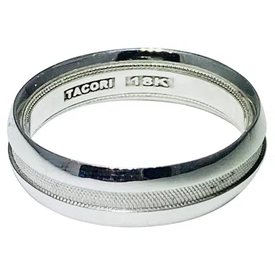 Pre-owned Tacori Groove Hidden Diamond 6mm 18k White Gold Mens Man's Wedding Band
