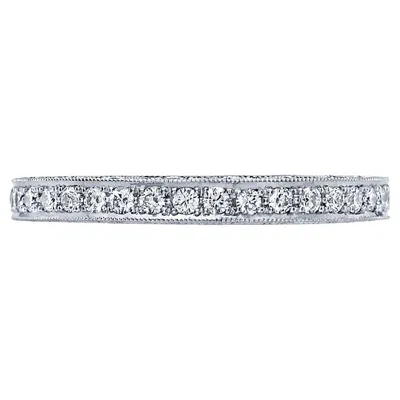 Pre-owned Tacori Ht2516 18k White Gold Half Way Diamonds Blooming Beauties Wedding Band
