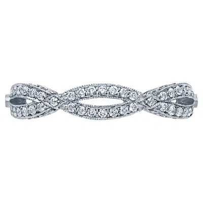Pre-owned Tacori Ht2528 18k White Gold Ribbon Eternity Ring With 0.61 Carat Diamonds