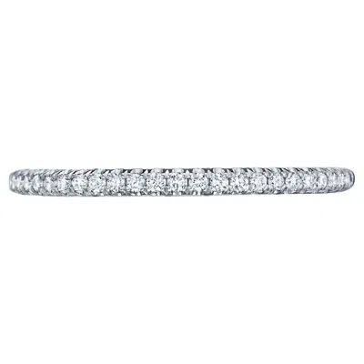 Pre-owned Tacori Ht2545 With Half Way Diamonds 0.24 Ct Petite Crescent 18k White Gold Ring