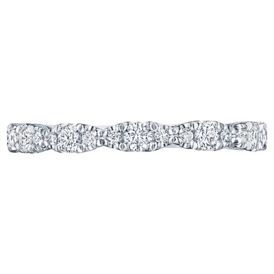 Pre-owned Tacori Ht2558 B3/4w 18k White Gold Petite Crescent Wedding Band With Diamonds