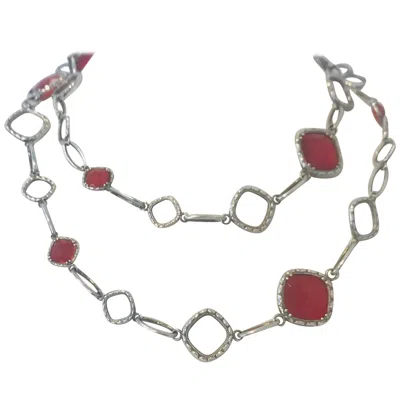 Pre-owned Tacori Original Rare  Cascading Gem Necklace Featuring Clear Quartz Over Red Onyx