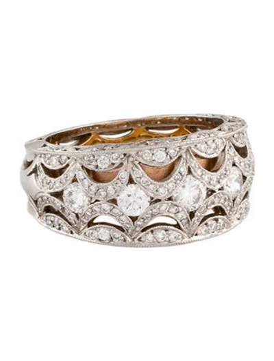 Pre-owned Tacori Platinum Diamond Crescent Band In Multi