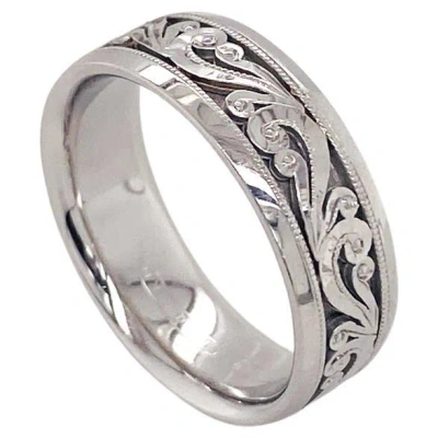 Pre-owned Tacori Platinum Scroll Band 7.5mm  Scrollwork Mans Men's Wedding Ring Band In Multi
