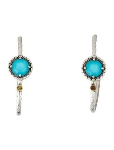 Pre-owned Tacori Quartz & Turquoise Doublet Hoop Earrings In Multicolor