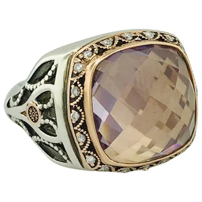 Pre-owned Tacori Rose De France Amethyst 18 Karat Gold And Sterling Silver Ring Sr104p13 In Red