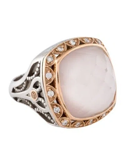 Pre-owned Tacori Rose Quartz & Diamond 'blushing Rose' Cocktail Ring In Multi