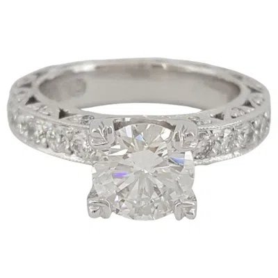 Pre-owned Tacori Round Brilliant Cut Platinum Engagement Ring In Multi