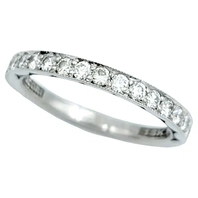 Pre-owned Tacori Sculpted Crescent Pavé Diamond Band Ring In 18 Karat White Gold