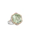 Tacori Seafoam Mint 18k Rose & Silver 13.13 Ct. Tw. Diamond & Prasiolite Ring In Green