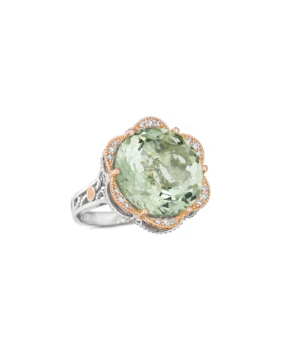 Tacori Seafoam Mint 18k Rose & Silver 13.13 Ct. Tw. Diamond & Prasiolite Ring In Green