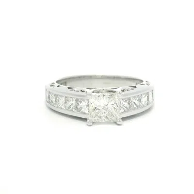 Pre-owned Tacori Solid 18k White Gold Gia 2.63ctw Princess Cut Diamond Engagement Ring