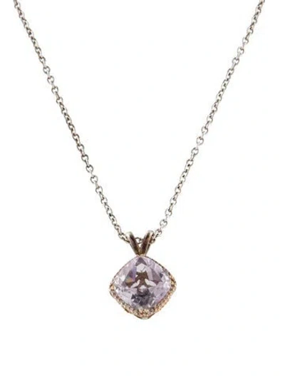 Pre-owned Tacori Two- Tone 6.99ctw Amethyst & Diamond Pendant Necklace, 17" In Multi
