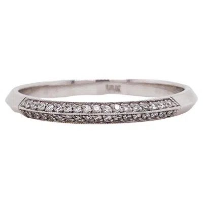 Pre-owned Tacori Wedding Band With Diamonds In 18k White Gold Ring Vintage Inspired