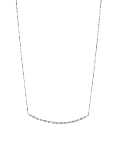 Tacori Women's Stilla 18k White Gold & 0.88 Tcw Diamond Curved Bar Pendant Necklace In Metallic