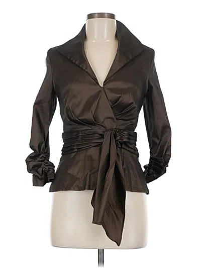 Pre-owned Tadashi 3/4 Sleeve Blouse In Brown