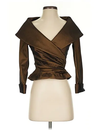 Pre-owned Tadashi 3/4 Sleeve Blouse In Brown