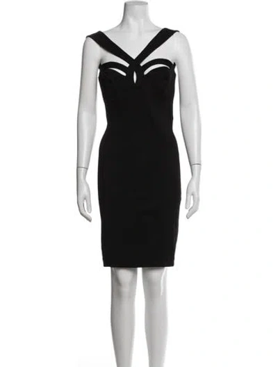 Pre-owned Tadashi Asymmetrical Knee-length Dress In Black