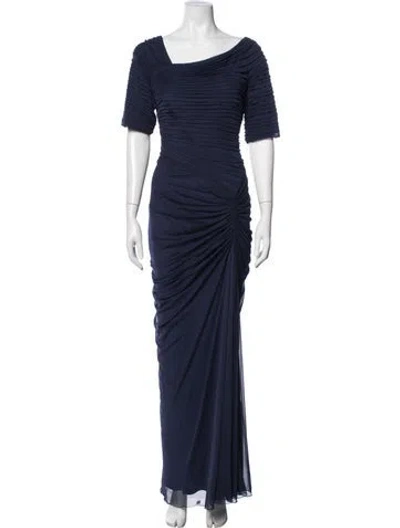 Pre-owned Tadashi Asymmetrical Long Dress In Blue