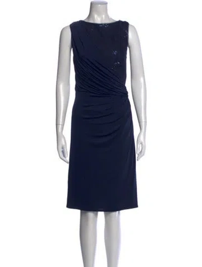 Pre-owned Tadashi Bateau Neckline Knee-length Dress In Blue