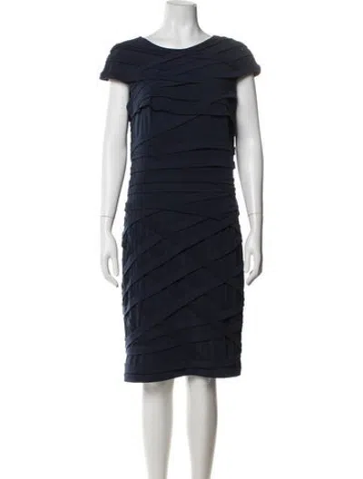 Pre-owned Tadashi Bateau Neckline Knee-length Dress In Blue