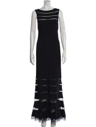 Pre-owned Tadashi Bateau Neckline Long Dress In Blue