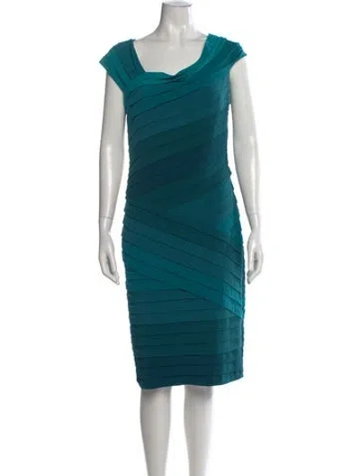 Pre-owned Tadashi Cowl Neck Knee-length Dress In Blue