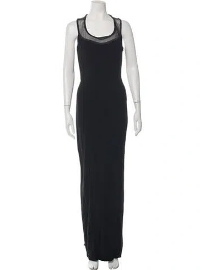 Pre-owned Tadashi Crew Neck Long Dress In Black