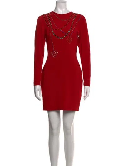Pre-owned Tadashi Crew Neck Mini Dress In Red
