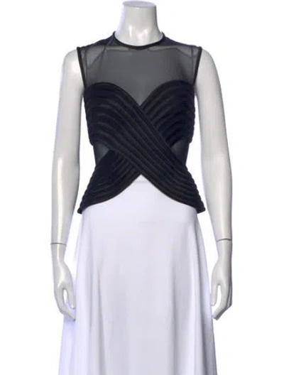 Pre-owned Tadashi Crew Neck Sleeveless Top In Black
