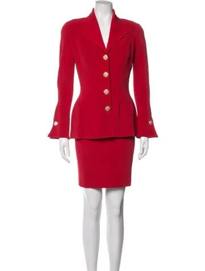 Pre-owned Tadashi Crystal Embellishments Skirt Suit In Red