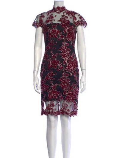 Pre-owned Tadashi Floral Print Mini Dress In Multicolor