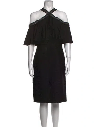 Pre-owned Tadashi Halterneck Knee-length Dress In Black