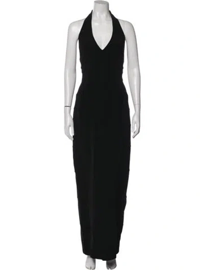 Pre-owned Tadashi Halterneck Long Dress In Black