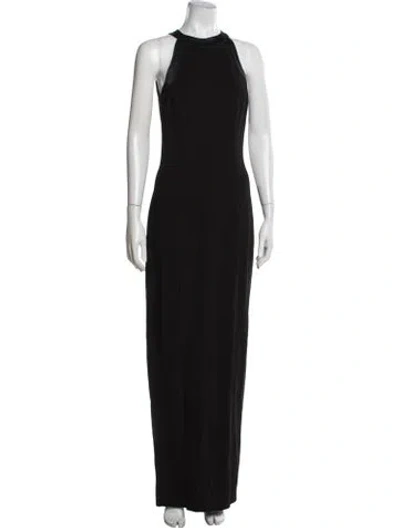 Pre-owned Tadashi Halterneck Long Dress In Black