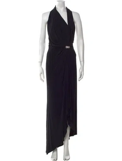 Pre-owned Tadashi Halterneck Long Dress In Black