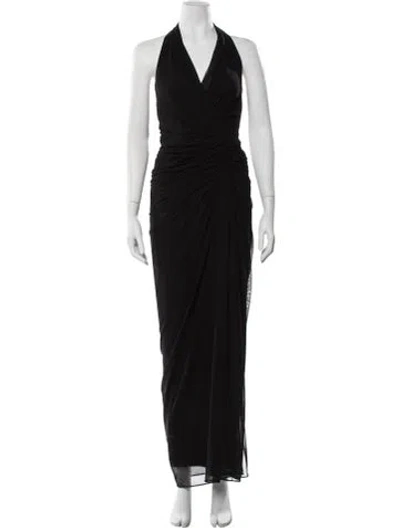 Pre-owned Tadashi Halterneck Long Dress In Black