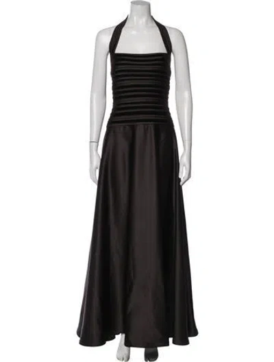 Pre-owned Tadashi Halterneck Long Dress In Brown