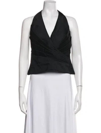 Pre-owned Tadashi Halterneck Sleeveless Top In Black
