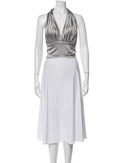 Pre-owned Tadashi Halterneck Sleeveless Top In Grey