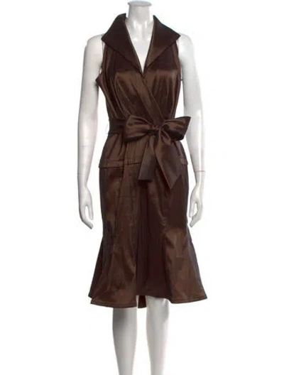Pre-owned Tadashi Knee-length Dress In Brown