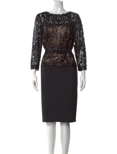 Pre-owned Tadashi Lace Pattern Knee-length Dress In Black