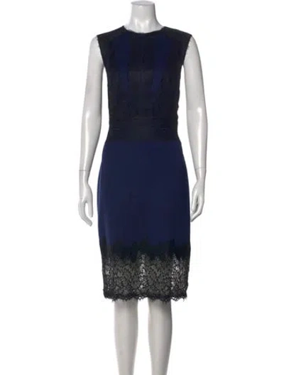 Pre-owned Tadashi Lace Pattern Knee-length Dress In Blue