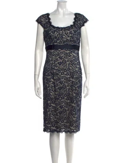 Pre-owned Tadashi Lace Pattern Knee-length Dress In Blue