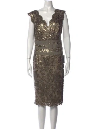 Pre-owned Tadashi Lace Pattern Knee-length Dress In Multicolor