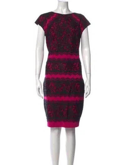 Pre-owned Tadashi Lace Pattern Knee-length Dress In Pink