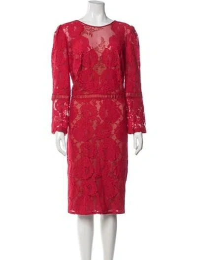 Pre-owned Tadashi Lace Pattern Knee-length Dress In Red